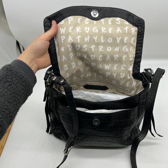 Aimee Kestenberg Leather Shoulder Bag Black Croco - Picture 4 of 15